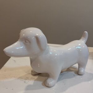 Ceramic Dachshund Dog Figurine - White
